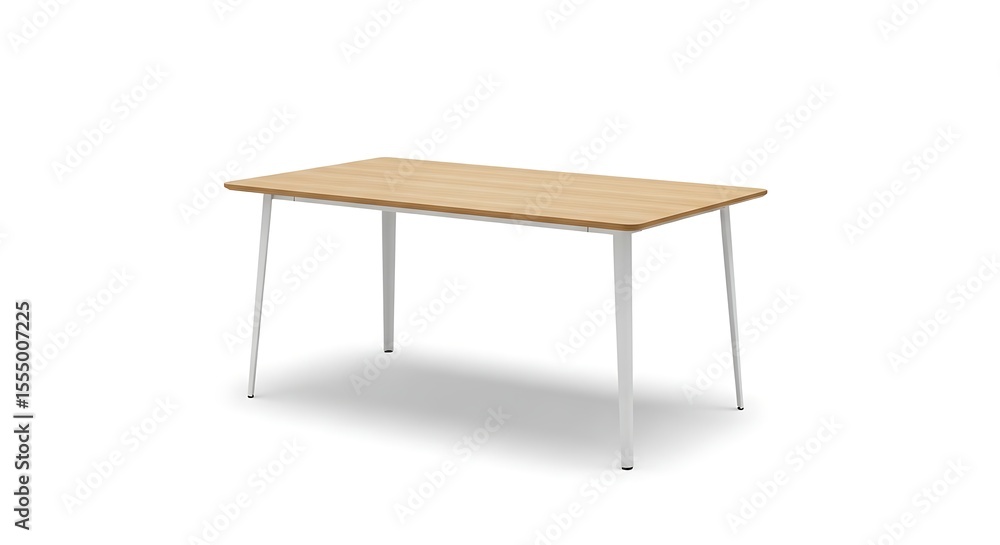 Light beige wooden table with white legs Light beige wooden table with white legs