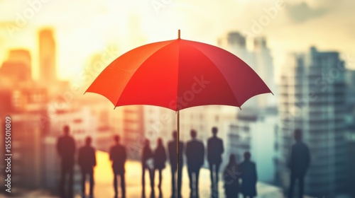 Red Umbrella Symbolizing Risk Transfer in Financial Markets