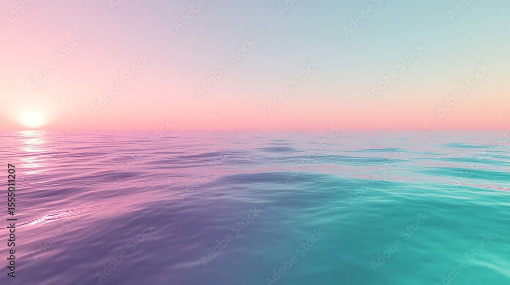 Serene ocean at sunset with pastel colors, calm sea reflecting soft light, peaceful seascape view Serene ocean at sunset with pastel colors, calm sea reflecting soft light, peaceful seascape view