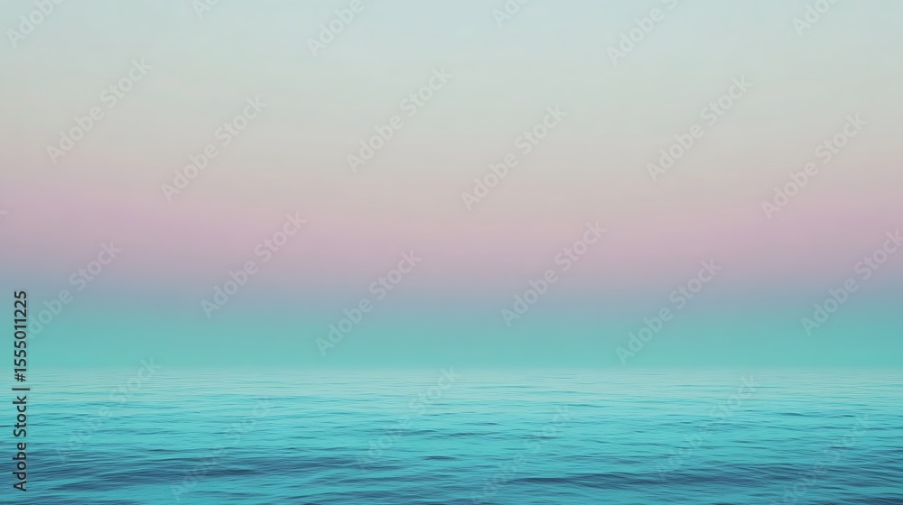 Serene ocean view at sunrise with pastel sky, calm turquoise water and soft gradient light Serene ocean view at sunrise with pastel sky, calm turquoise water and soft gradient light