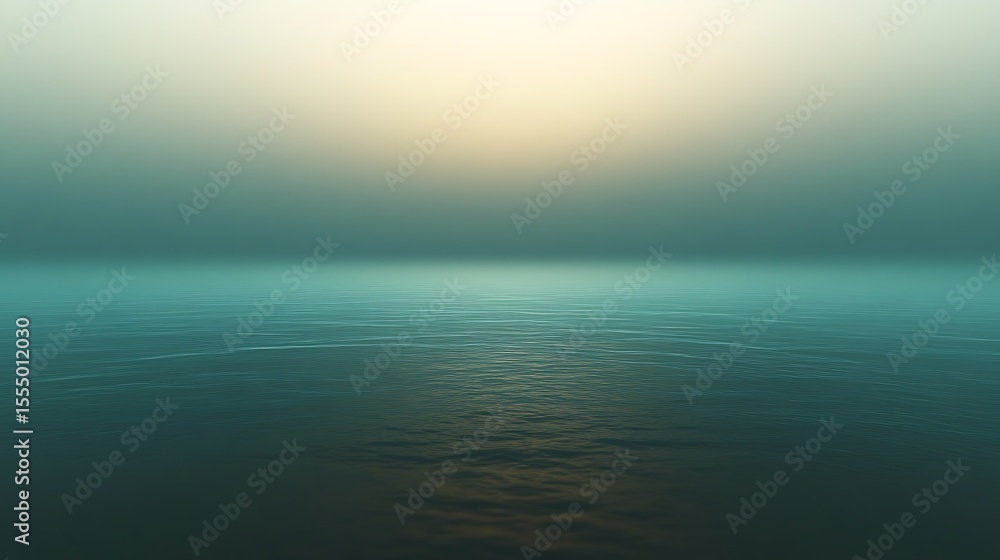 Fototapeta premium Serene ocean view at dusk with calming teal water and soft, golden light creating peaceful scenery