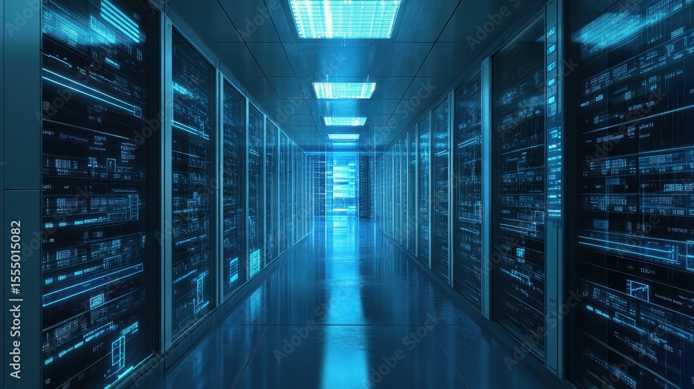 Obraz premium Secure Data Storage Room with Advanced Encryption Technology