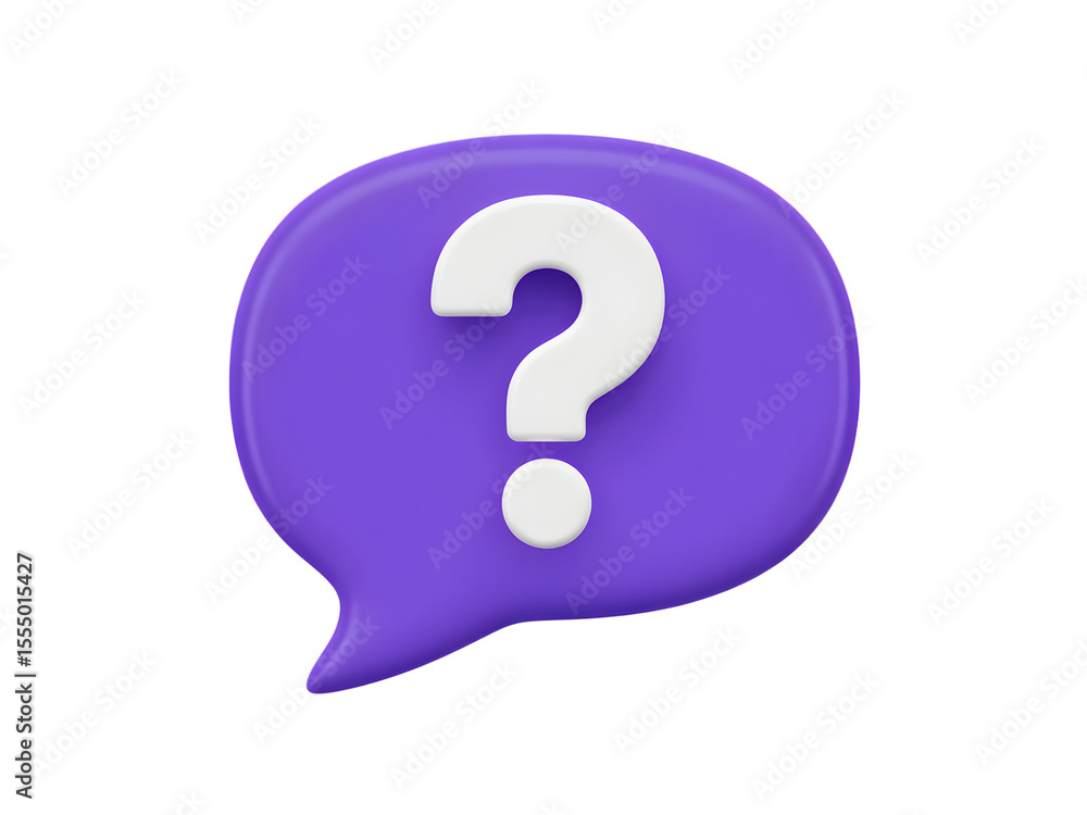 A purple speech bubble displays a white question mark, ideal for assistance, guidance, and frequently asked question graphics, transparent background A purple speech bubble displays a white question mark, ideal for assistance, guidance, and frequently asked question graphics, transparent background