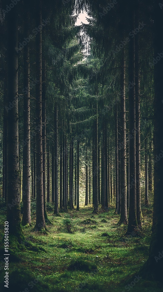 Obraz premium Mysterious dark forest. Dark path through the mysterious dark forest.