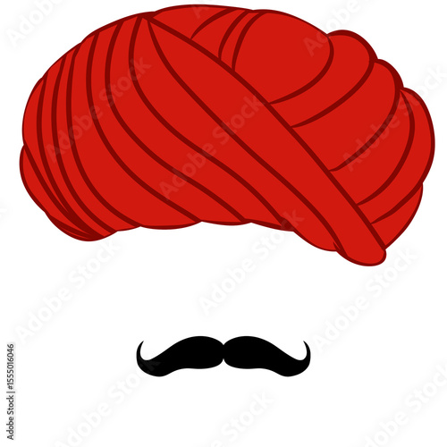 Quadro su tela Rajasthani man look illustration with turban and moustache