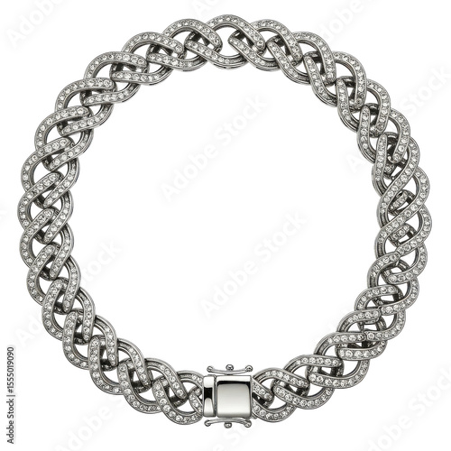 Wallpaper Mural Elegant silver chain bracelet on a white background, showcasing intricate design and craftsmanship Torontodigital.ca