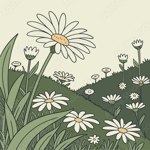 floral background with camomiles