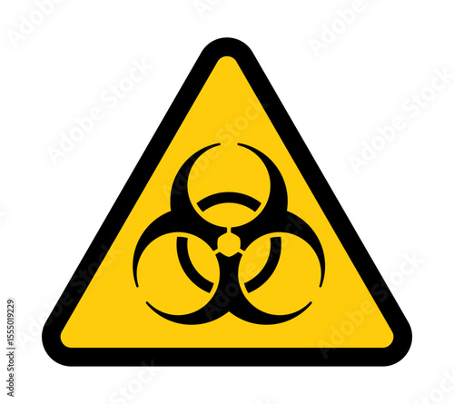 Biohazard warning sign – ISO 7010 yellow triangle with black biohazard symbol indicating biological danger or infectious materials