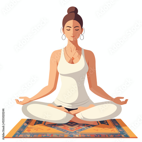 Mindful Girl in Lotus Pose Vector
