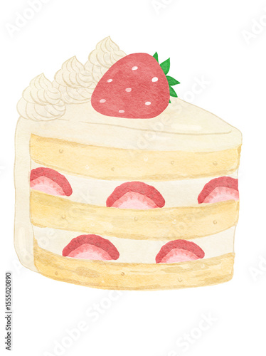 Strawberry shortcake illustration watercolor