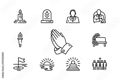 Religious and symbolic icons for prayer and remembrance candle torch