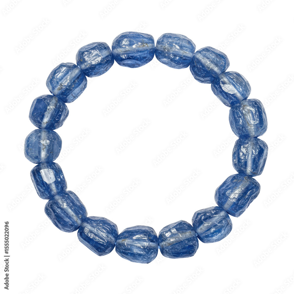 Obraz premium Close-up of a blue gemstone bracelet on a neutral background, showcasing its unique texture and shine