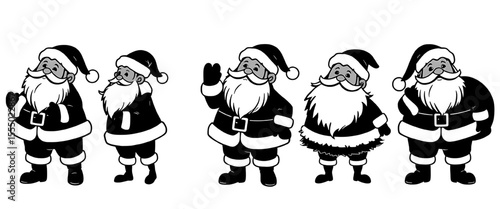 cheerful santa claus collection silhouette