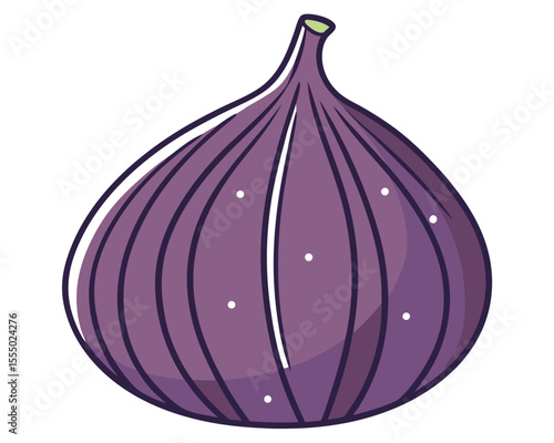 Isolated cartoon illustration of a fresh and juicy purple fig fruit