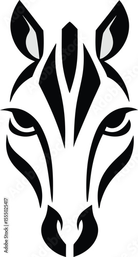 Abstract Black And White Zebra Head Icon Modern Minimalist Animal Design