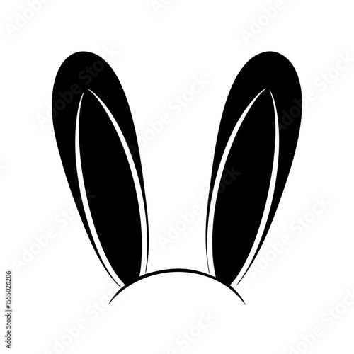 Black Bunny Rabbit Ears Silhouette Vector Icon | Easter or Costume Accessory