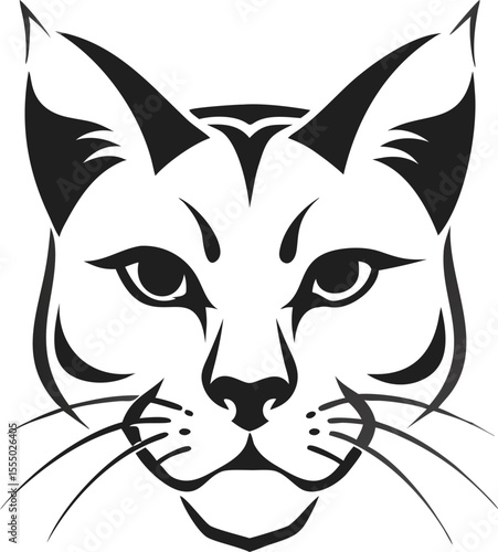 Black And White Minimalist Cat Head Logo Design Elegant Feline Illustration