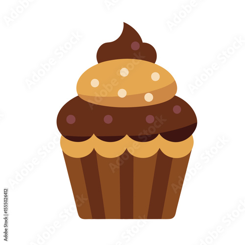  Chocolate cupcake vector art illustration