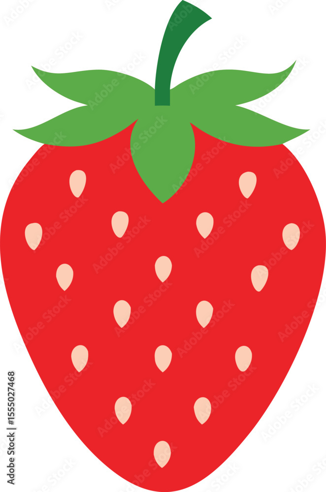 Obraz premium Simple strawberry illustration on black background cute flat design style