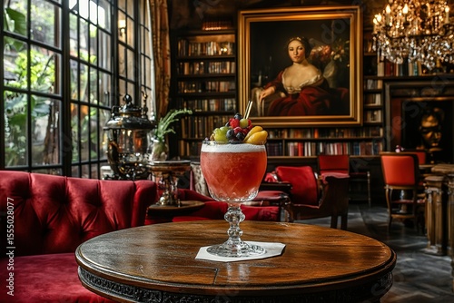 The interior of an old French mansion, a baroque-style room with art and antiques on the walls