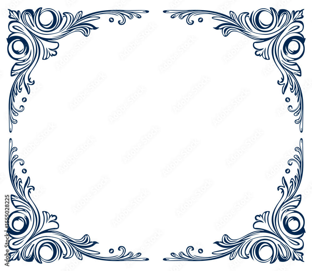 Fototapeta premium Vector decorative floral frame isolated on white background