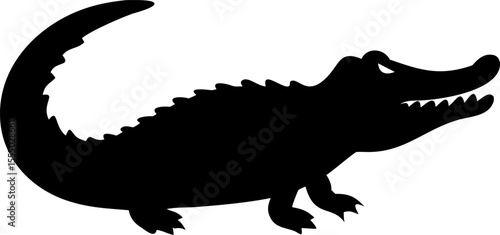 Cute cartoon vector illustration of a fun green reptile, a dinosaur or crocodile character