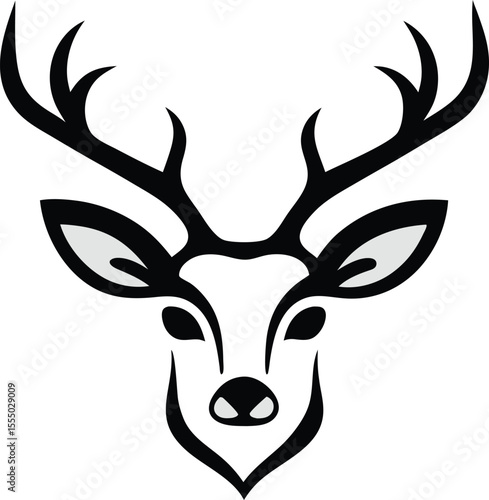 Elegant Minimalist Deer Head Logo With Antlers Perfect Wildlife Illustration Icon