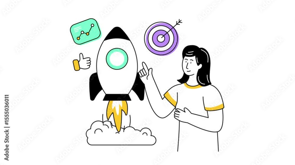 Business Launch 2D Flat Animation Business Launch 2D Flat Animation