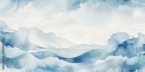 Abstract blue and white water ocean wave and curved line background. Blue wave with liquid fluid ocean texture. Ocean wave banner background.