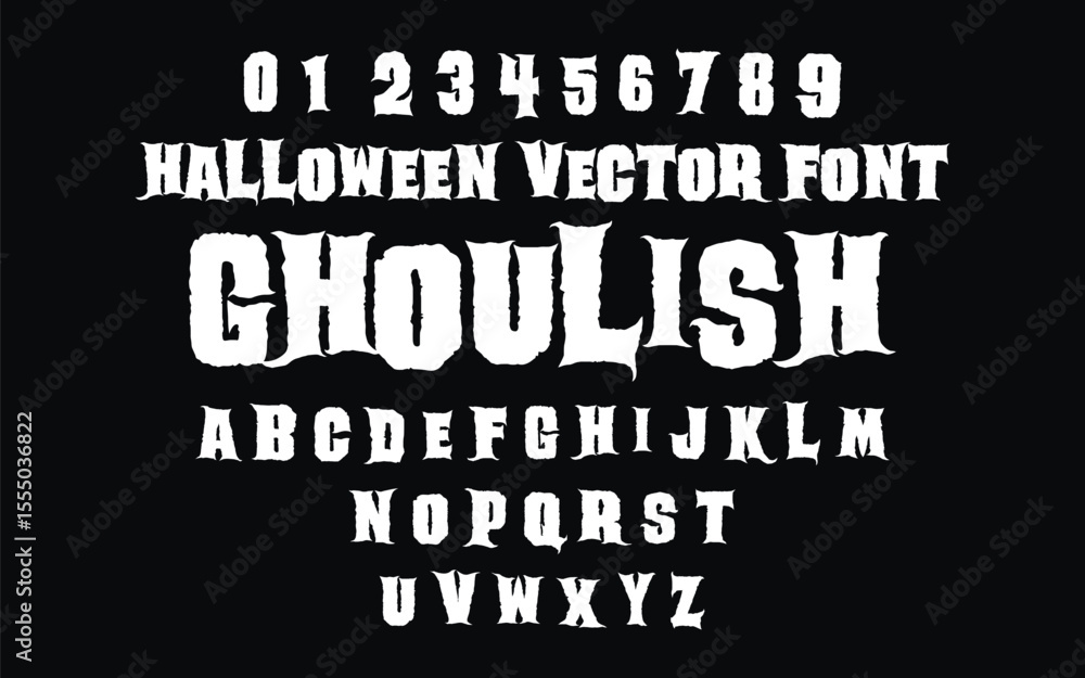 Fototapeta premium Ghoulish Halloween Vector Font - Spooky Display Typeface