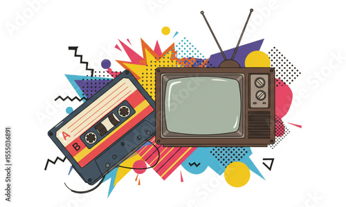 retro tv set with retro filter effect