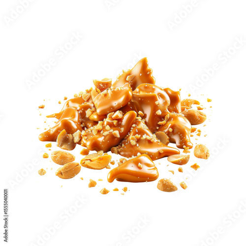 Delicious Caramel Peanut Brittle Candy Clusters, Close-Up