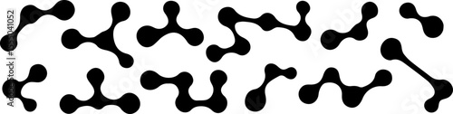 Collection of black metaball shapes featuring organically connected elements.