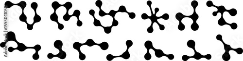 Collection of black metaball shapes featuring organically connected elements.