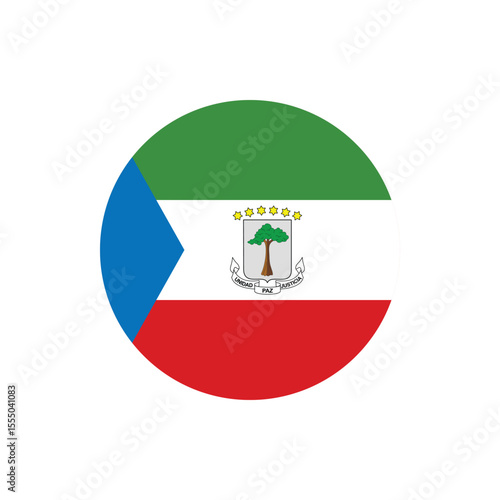 Equatorial Guinea round vector flag icon illustration for independence day graphic design with transparent background