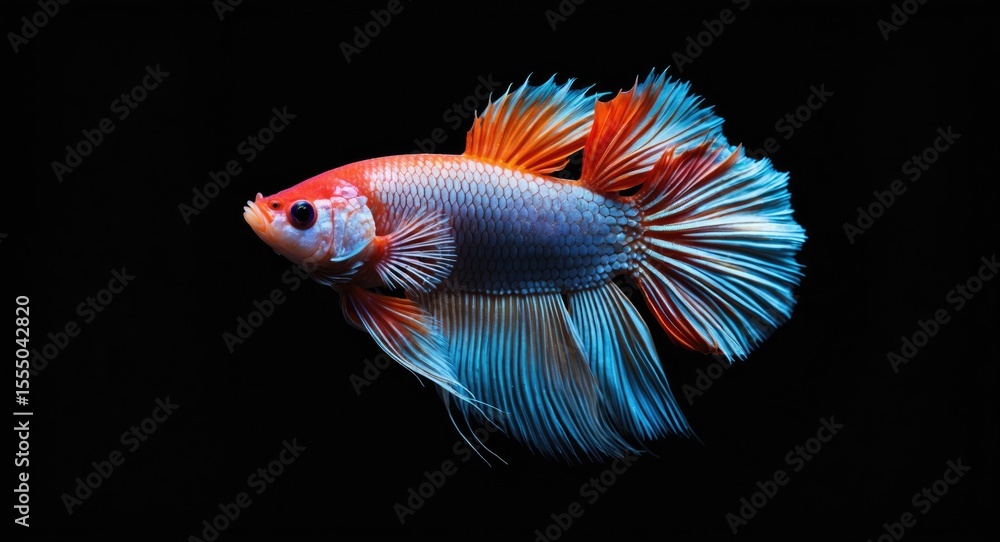 Colorful betta fish showcasing vibrant fins against a dark background. Colorful betta fish showcasing vibrant fins against a dark background.