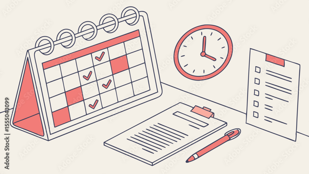 Obraz premium And Tasks With Time Management Clock