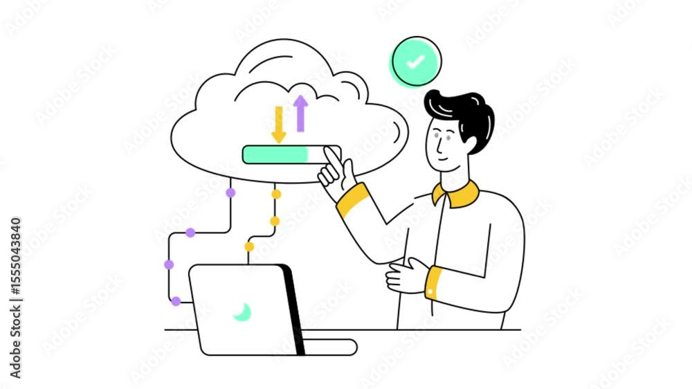Cloud Transfer 2D Flat Animation Cloud Transfer 2D Flat Animation