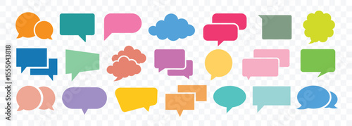 Colorful communication speech bubbles collection. Black speech bubbles different shapes. chatting, message box. chat box or chat vector square and doodle icon. Speech bubbles set in retro style.