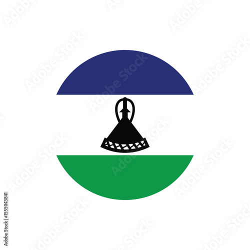 Lesotho round vector flag icon for national independence day celebration with transparent background in flat graphic style