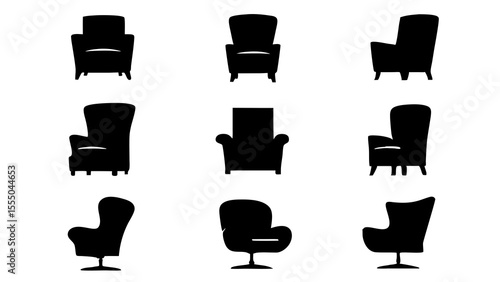 Collection of silhouette armchair designs for furniture and interior design needs