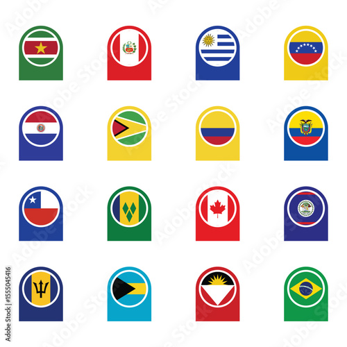 Set of Various Shaped Flags Isolated on White Background