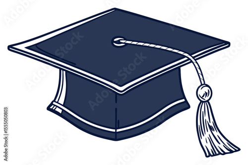 graduational square dark blue cap isolated on white background. bachelor hat as a symbol of Education, study for master degree