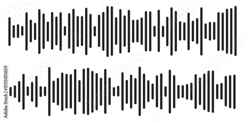 Black sound wave icon. Podcast soundwave line of voice. Record music player Icon. Mobile talk track. Sound waves for voice message. Audio wave icon.Waves of the equalizer. Voice message and sound 