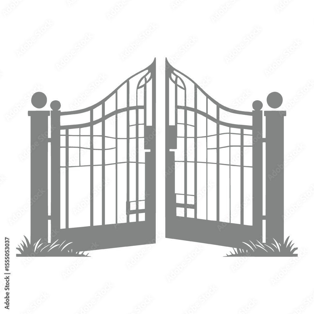 Open Wrought Iron Gate Silhouette Open Wrought Iron Gate Silhouette