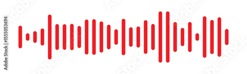Red sound wave icon. Red Podcast soundwave line of voice. Record music player in red colour. Mobile talk track. Red Sound waves for voice message. Audio wave icon.Waves of the equalizer. 