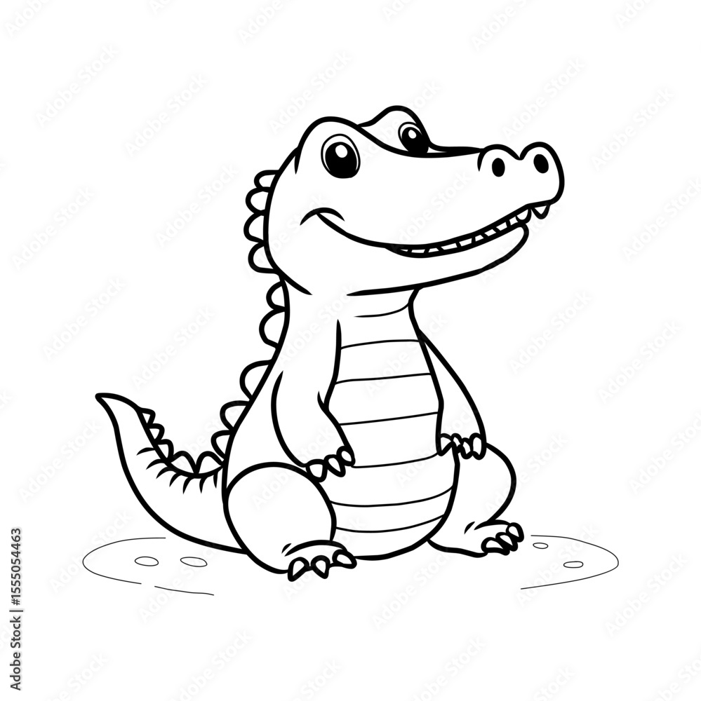 Obraz premium Friendly Alligator Line Art Coloring Page