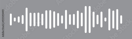  White sound wave icon vector on black background. Podcast soundwave line of voice. Record music player Icon. Mobile talk track. Sound waves for voice message. Audio wave icon.Waves of the equalizer. 