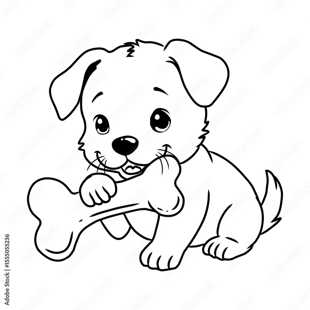 Fototapeta premium An adorable and friendly outline drawing of a puppy dog, perfect for a printable coloring page