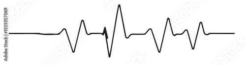 A simple, horizontal black line forms a fluctuating wave pattern, suggesting sound waves, heartbeat, or other forms of data visualization.
